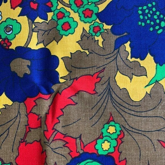 Vintage Floral Vibrant Flower Power Border Cranston Schwartz Liebman Red Blue - Picture 5 of 15